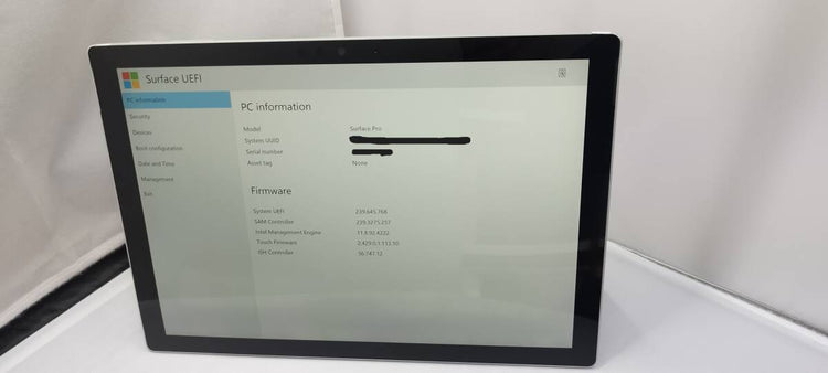 【ジャンク品・バッテリー不良・液晶ムラ・Bios確認OK・3,500円・送料無料】Surface Pro5 Core m3/4GB/SSD128GB  FJS-00014